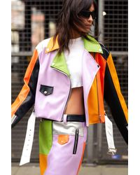 Nasty Gal - Color Block Faux Leather Moto Jacket - Lyst