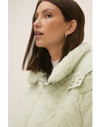 Oasis - Faux Fur Padded Mix Bomber Jacket - Lyst