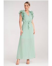 Love Lace - Wrap Short Sleeve Maxi Dress With Belt & Pleats - Lyst