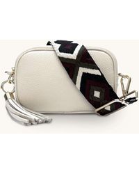 Apatchy London - The Mini Tassel Stone Leather Phone Bag With Port & Olive Diamond Strap - Lyst