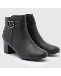 Good for the Sole - Wide Fit Kingly Faux Leather High Block Heel Buckle Strap Ankle Boots - Lyst
