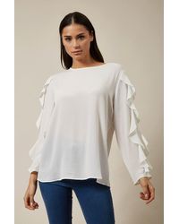 Hoxton Gal - Oversized Ruffle Sleeve Relaxed Fit Top - Lyst