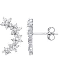 Jewelco London - 925 Sterling Cz Shooting Star Flower Cluster Drop Earrings - Lyst