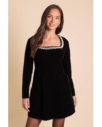 Dorothy Perkins - Velvet Embellished Neckline Structured Mini Dress - Lyst