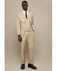 Burton - Tailored Fit Stone Cotton Stretch Suit Trousers - Lyst