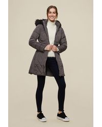Dorothy Perkins - Charcoal Long Luxe Padded Coat - Lyst