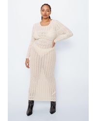 Nasty Gal - Plus Size Long Sleeve Open Back Crochet Maxi Dress - Lyst