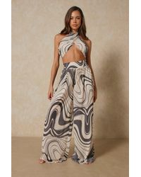 MissPap - Printed Wrap Top And Trousers Set - Lyst