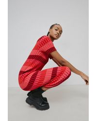 Warehouse - Petite Colour Block Plated Rib Knit Dress - Lyst