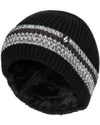 Heat Holders - Striped Turnover Cuff Knitted Thermal Beanie Hat For Winter - Lyst