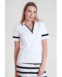 Enorsia - Cornelia Stripe Short Sleeve Polo Shirt - Lyst