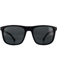 Emporio Armani - Square Matte Black Grey Gradient Sunglasses - Lyst