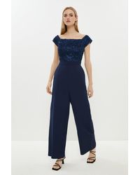 Coast - Ribbon Embroidered Bodice Wide Leg Jumpsuit - Lyst