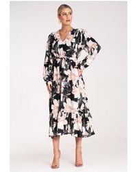 Love Lace - Floral Wrap Long Sleeve Maxi Dress With Ruffles - Lyst
