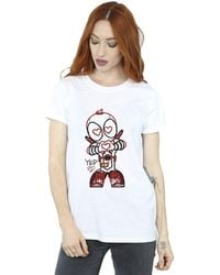 Marvel - Deadpool Love Beam Line Cotton Boyfriend T-Shirt - Lyst