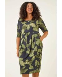 Roman - Curve Floral Print Pocket Stretch Dress - Lyst
