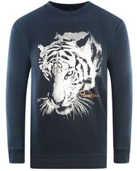 Class Roberto Cavalli - Tiger Silhouette Logo Navy Blue Sweatshirt - Lyst