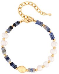 Jon Richard - Gold Plated Pearl And Blue Bead Bracelet - Lyst