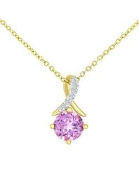 Jewelco London - 9Ct 3Pts Diamond 0.71Ct Created Sapphire Kiss Necklace 18" - Lyst