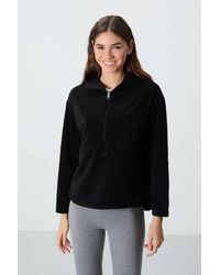 TOMMY LIFE - Oversized Plush Half-Zip Hooded Sweatshirt - Lyst
