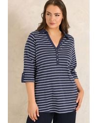 Evans - Printed Pintuck Henley Top - Lyst
