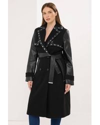 Star by Julien MacDonald - Faux Leather Trim Coat - Lyst