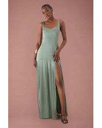MissPap - Premium Satin Square Pleated Skirt Dress - Lyst