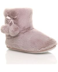 AJVANI - Faux Fur Lined Slip On Memory Foam Mules Slippers - Lyst