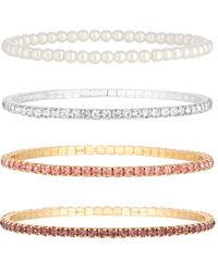 Mood - Two Tone Tonal Pink And Pearl Multipack Stretch Bracelets - Pack Of 4 - Lyst