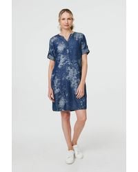 Izabel London - Relaxed Turn-Up 1/2 Sleeve Short Dress - Lyst