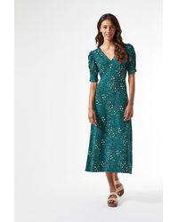 Dorothy Perkins - Green Leopard Print Midi Dress - Lyst