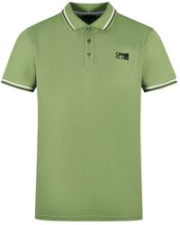 Class Roberto Cavalli - Twinned Tipped Collar Black Logo Green Polo Shirt - Lyst