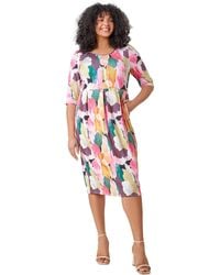 Roman - Curve Abstract Relaxed Pocket Dress - Lyst