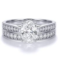 Jewelco London - 9Ct Oval Lab Created Diamond Travel Bridal Ring Set - Lyst