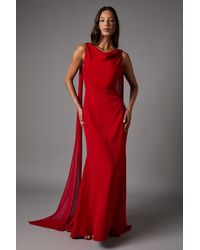 Coast - Chiffon Detail Cowl Back Crepe Maxi Dress - Lyst