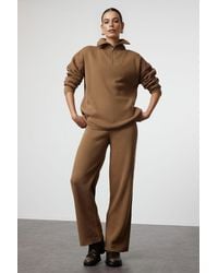 WOVCOR - 2-Piece Loose Fit Zip-Up Knit Top & Pants Set - Lyst