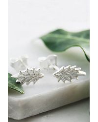 Otis Jaxon London - Holly Leaf Sterling Stud Earrings - Lyst