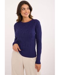 Love Lace - Textured Viscose Blend Round Neck Sweater Style 200190 - Lyst
