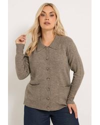 Yours - Collared Knitted Cardigan - Lyst