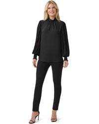 Adrianna Papell - Pleated Sleeve Funnel Neck Top - Lyst