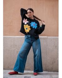 Gini London - Floral Crochet Chunky Knit Oversized Jumper - Lyst