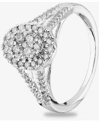 T.H.Baker - 9Ct 0.50Ct Diamond Oval Cluster Split Shoulder Ring - Lyst