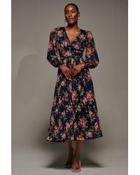 Jolie Moi - Long Sleeve Printed Lace Maxi Dress - Lyst