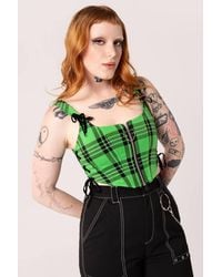 Hell Bunny - Corey Tartan Corset Top With Heart Zip & Lace-Up Sides - Lyst
