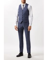 Burton - Slim Fit Grey Check Tweed Suit Waistcoat - Lyst