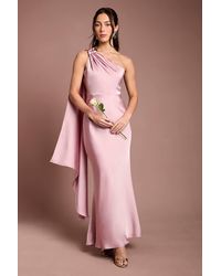 Coast - One Shoulder Satin Maxi Bridesmaid Dress With Trim - Lyst
