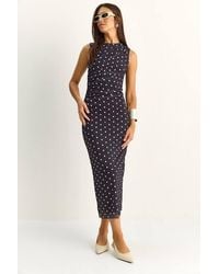 Bianco Lucci - Polka Dot Bodycon Midi Dress - Lyst