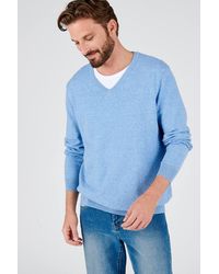 DAMART - V-Neck Jumper Cotton Blend Regular Fit Long Sleeve - Lyst