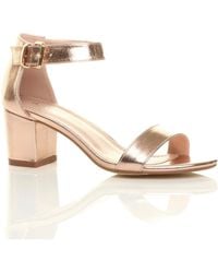 AJVANI - Mid Block Heel Ankle Strap Sandals - Lyst