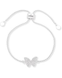 DKNY - Tone Pavé Butterfly Slider Bracelet - Lyst